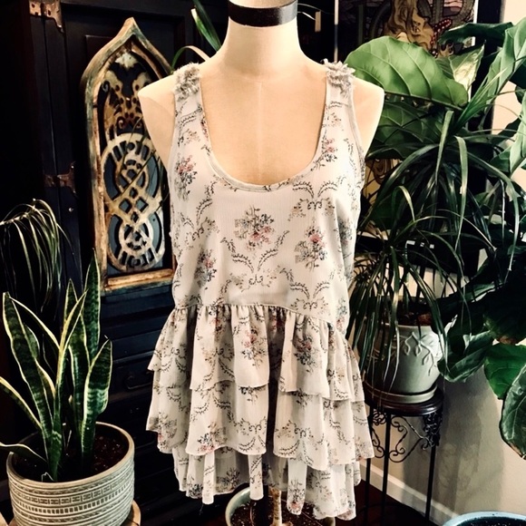 Steve Madden floral boho ruffled tank top - Picture 1 of 8